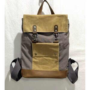 TSD Brand Hillside Canvas Gray/Gold Unisex Backpack Bag Hike/Travel (Sz 11x16x4)